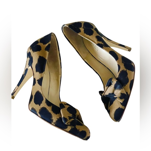 Hobbs Shoes - Hobbs satin bow leopard print court heels size UK 3.5
